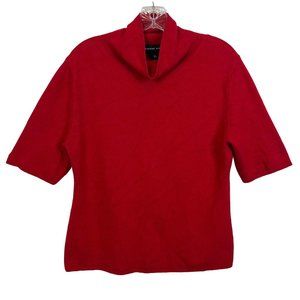 Adrienne Vittadini Red Womens XL Silk Cashmere Short Sleeve High Neck Sweater